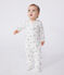Babies' frog pattern cotton pyjamas MARSHMALLOW white/MULTICO white