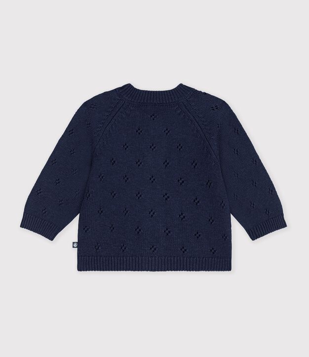Babies' plain wool and cotton knit cardigan SOIR
