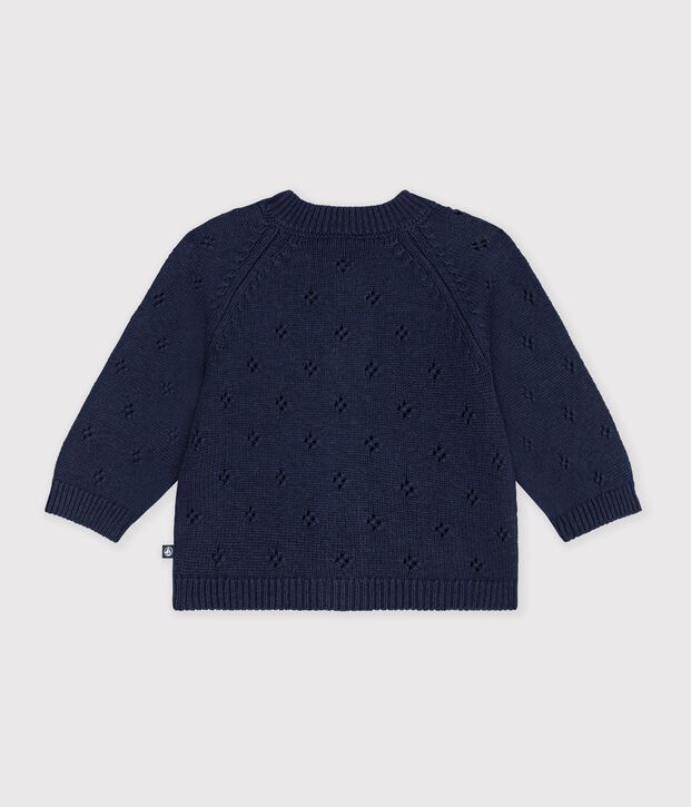 Babies' plain wool and cotton knit cardigan SOIR