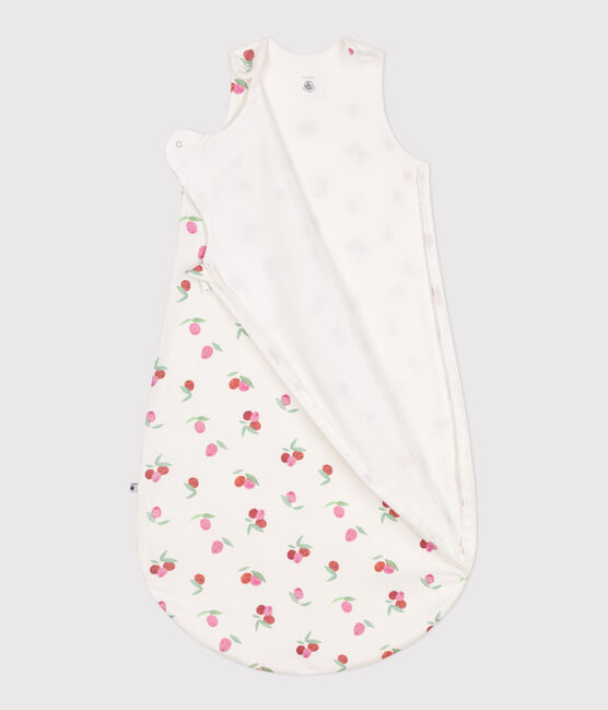 Babies' 1 TOG floral cotton sleeping bag MARSHMALLOW white/MULTICO white