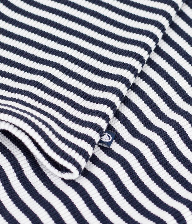 Women's short-sleeved stripy cotton T-shirt blue/white