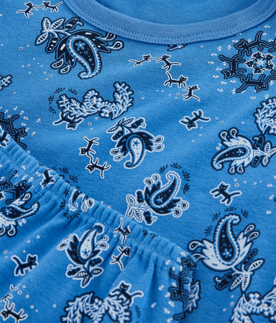 Boys' Bandanna Themed Organic Cotton Short Pyjamas BRASIER blue/MULTICO white