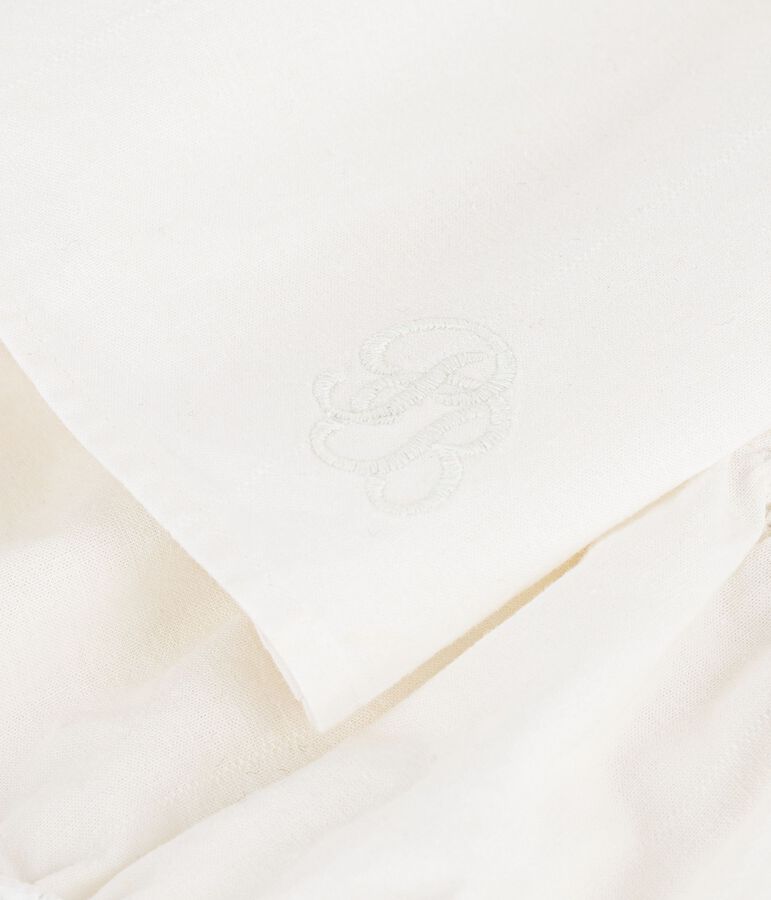 Cotton/linen baby dress with  matching bloomers, with embroidered detail MARSHMALLOW white