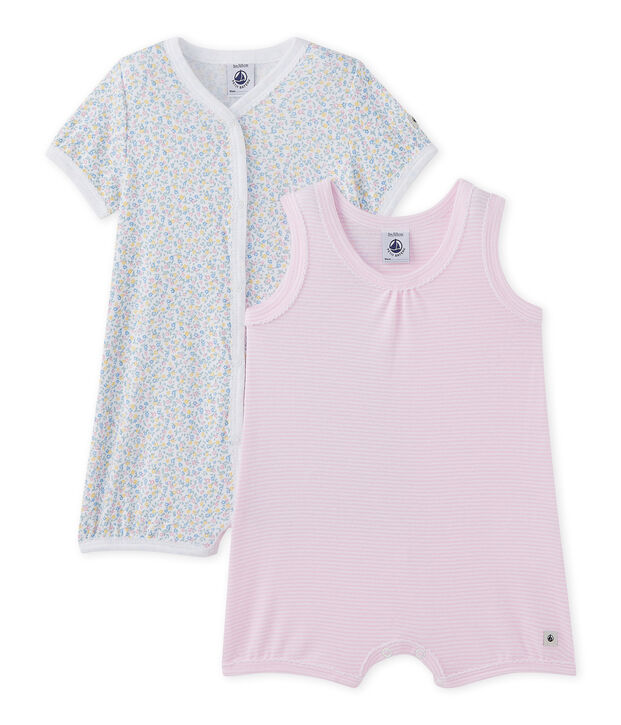 Set of 2 baby girl's rompers white