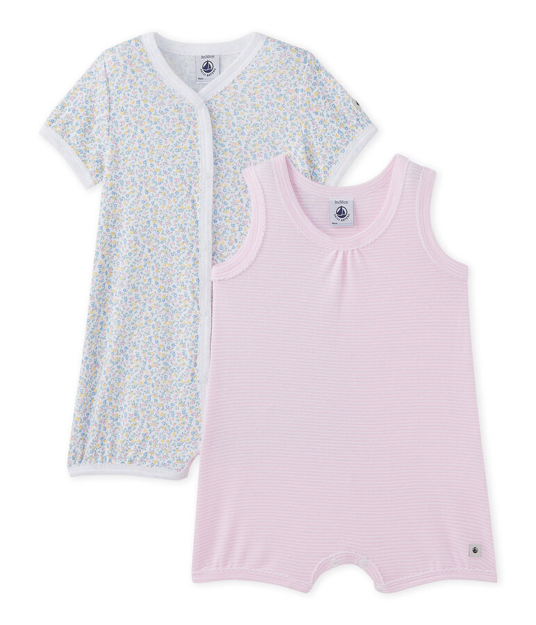 Set of 2 baby girl's rompers white