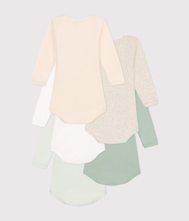 Babies' long-sleeved cotton bodysuits - 5-pack multicolor