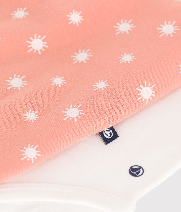 Newborn baby set with sun print cotton dungarees and a body orange/white