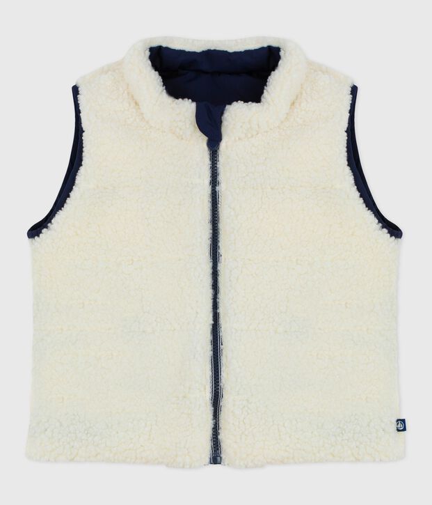 Baby's reversible sleeveless puffer jacket blue/ecru