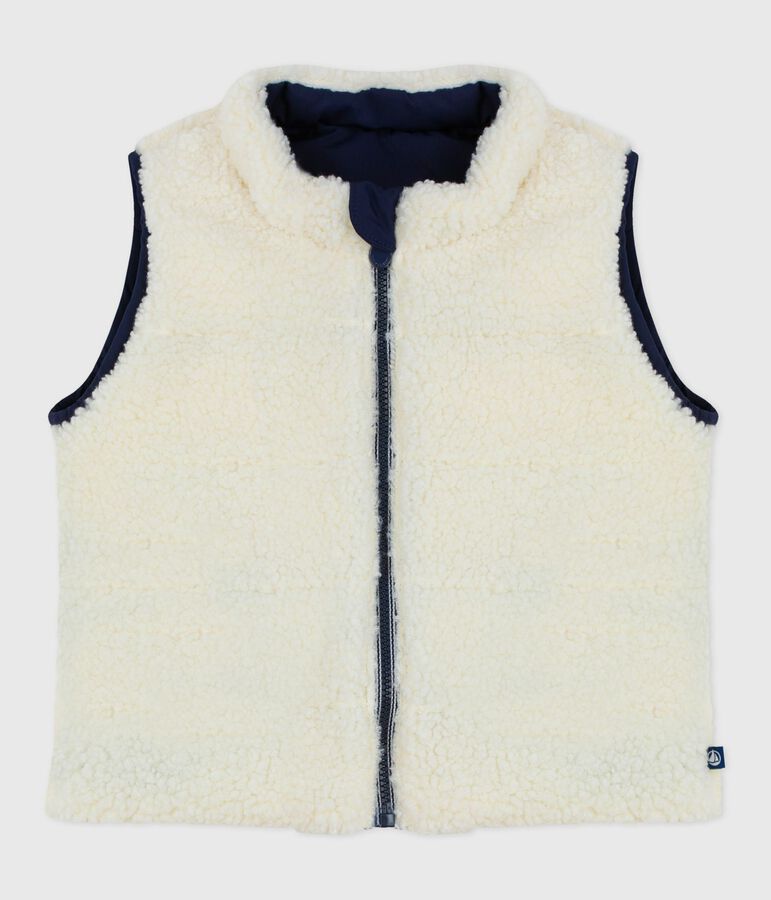 Baby's reversible sleeveless puffer jacket blue/ecru