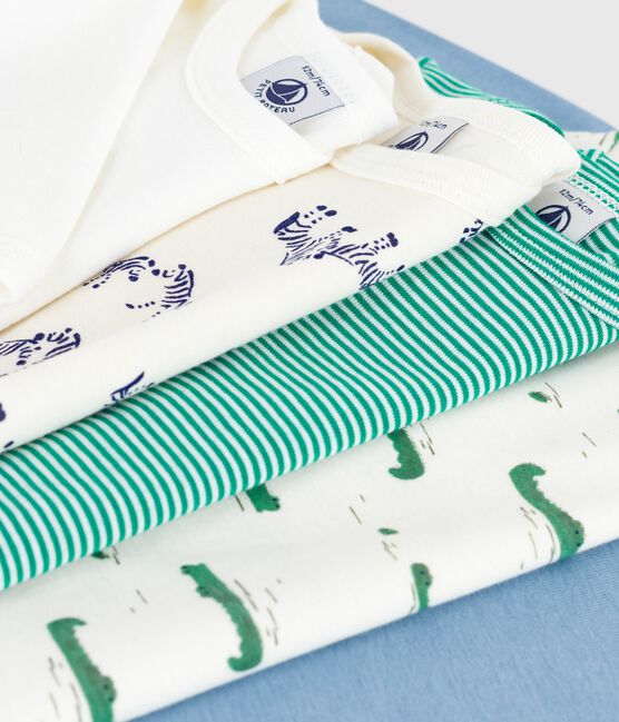 Pack of long-sleeved animal-themed printed cotton bodies for babies variante 1