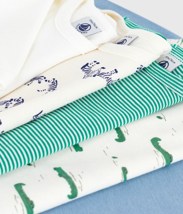 Pack of long-sleeved animal-themed printed cotton bodies for babies multicolor