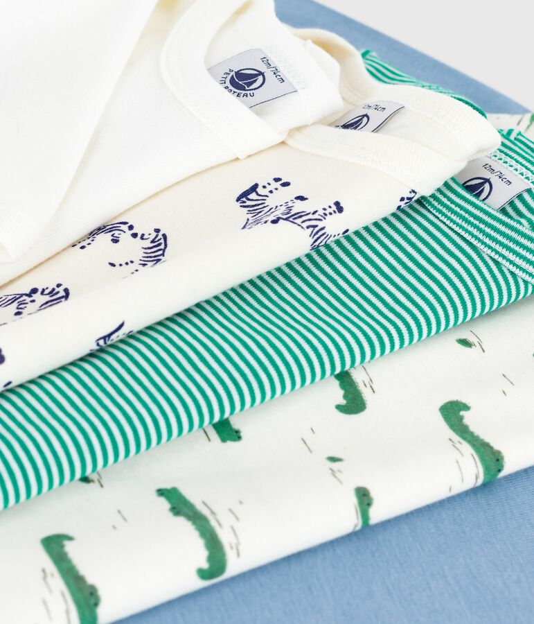 Pack of long-sleeved animal-themed printed cotton bodies for babies multicolor