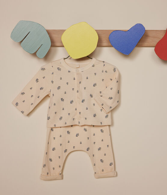 Babies' two-piece set in tube knit fabric AVALANCHE white/MULTICO