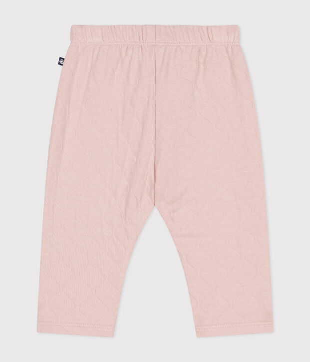 Babies' quilted tube knit trousers pink