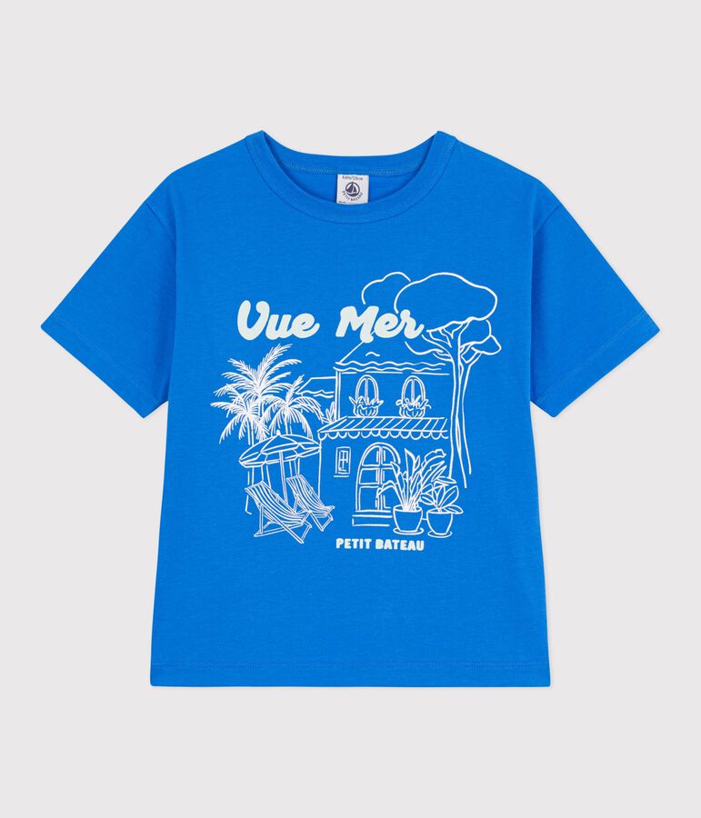 Children's short-sleeved cotton T-shirt blue