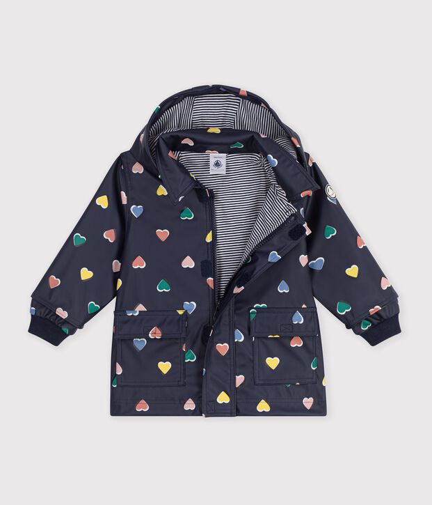 Babies' iconic heart print raincoat blue/multicolor
