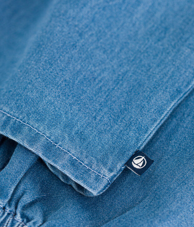 Little girls' long-sleeved denim blouse blue