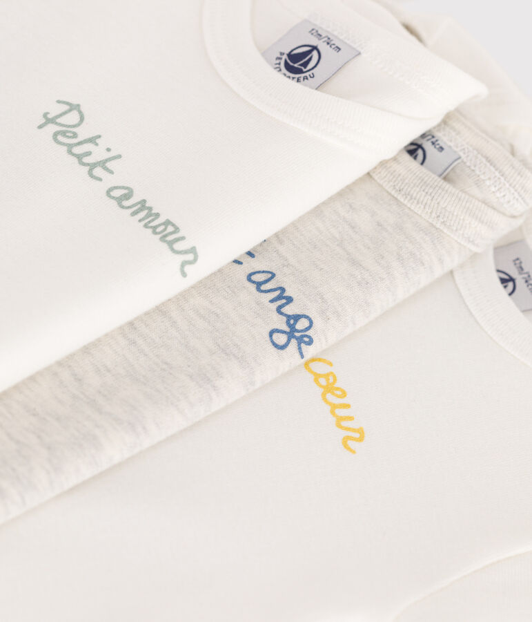 Babies' short-sleeved small heart-pattern cotton bodysuits - 3-Pack multicolor