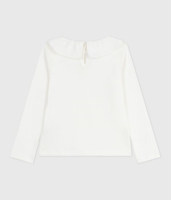 Children's long-sleeved plain cotton T-shirt MARSHMALLOW white