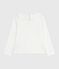 Children's long-sleeved plain cotton T-shirt MARSHMALLOW white