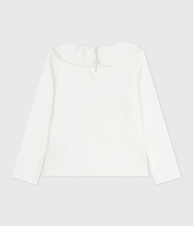 Children's long-sleeved plain cotton T-shirt white