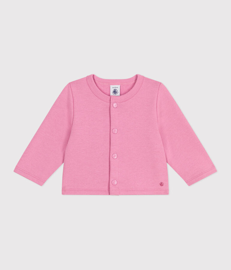 Babies' plain cotton cardigan BOUDOIR pink