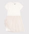 Children's short-sleeved cotton and tulle dress MARSHMALLOW white/COPPER pink