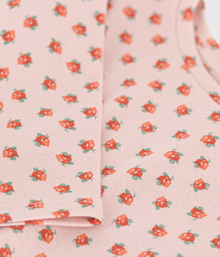 Girls' long-sleeved cotton T-shirt pink/multicolor