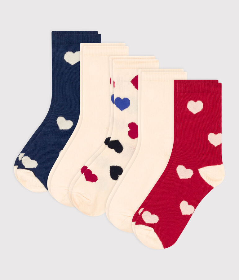 Children's Unisex Heart Patterned Socks - 5-Pack multicolor