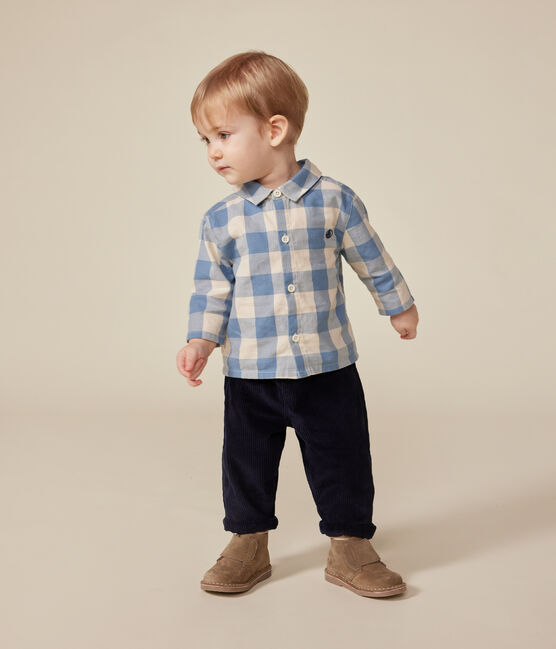 Babies' flannel shirt BEACH blue/AVALANCHE