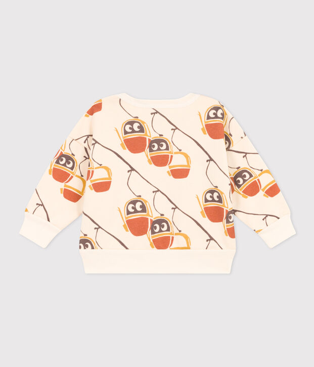 Babies' Patterned Fleece Sweatshirt Ecru/multicolor