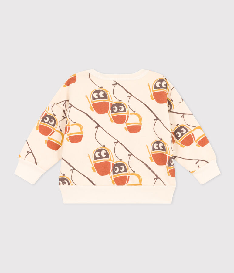 Babies' Patterned Fleece Sweatshirt Ecru/multicolor