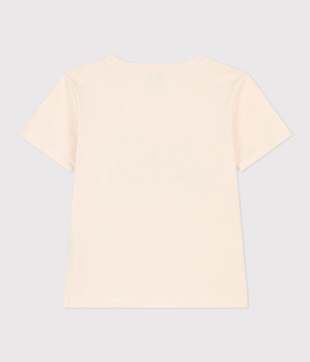 Boys' short-sleeved cotton T-shirt Ecru