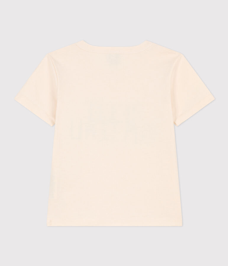 Boys' short-sleeved cotton T-shirt Ecru