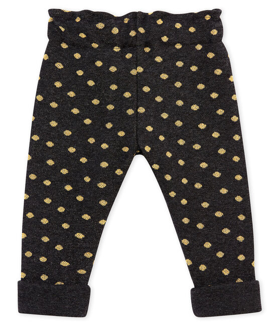 Baby girl's trousers with gold polka dot print CITY black/DORE yellow