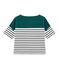 Women's short-sleeved stripy breton top PINEDE green/MARSHMALLOW white/SMOKING