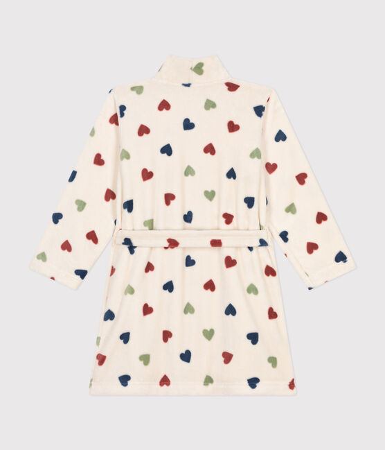 Children's printed fleece dressing gown AVALANCHE white/MULTICO