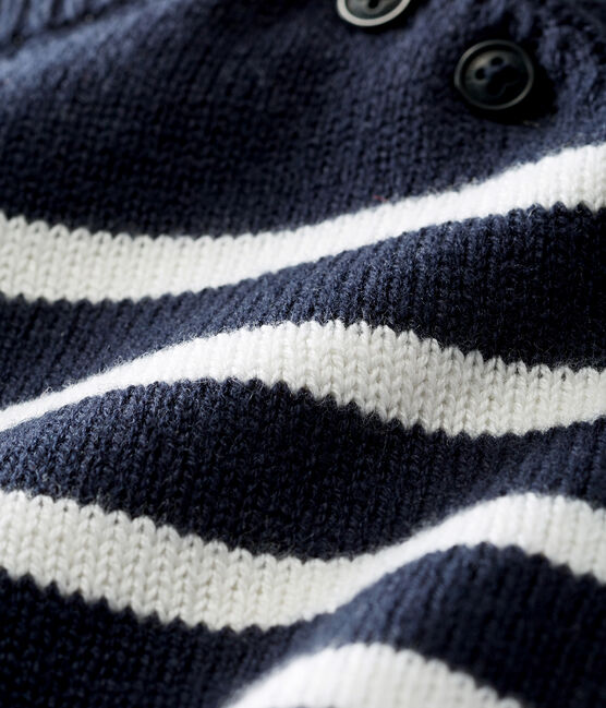 Baby Boys' Striped Wool/Cotton Pullover SMOKING blue/MARSHMALLOW white