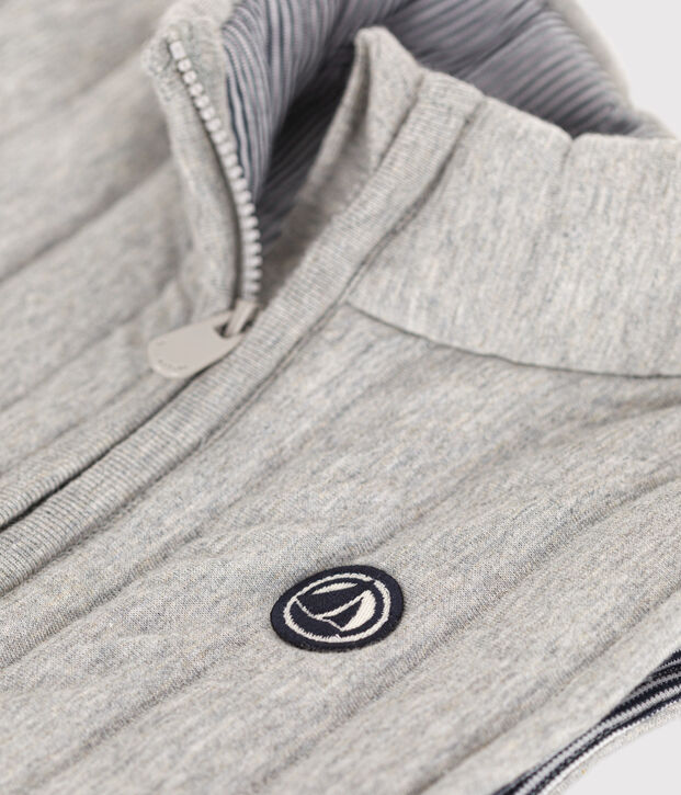 Children's sleeveless jacket for girls or boys in tube knit grey