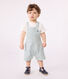 Babies' short-legged stripy cotton dungarees