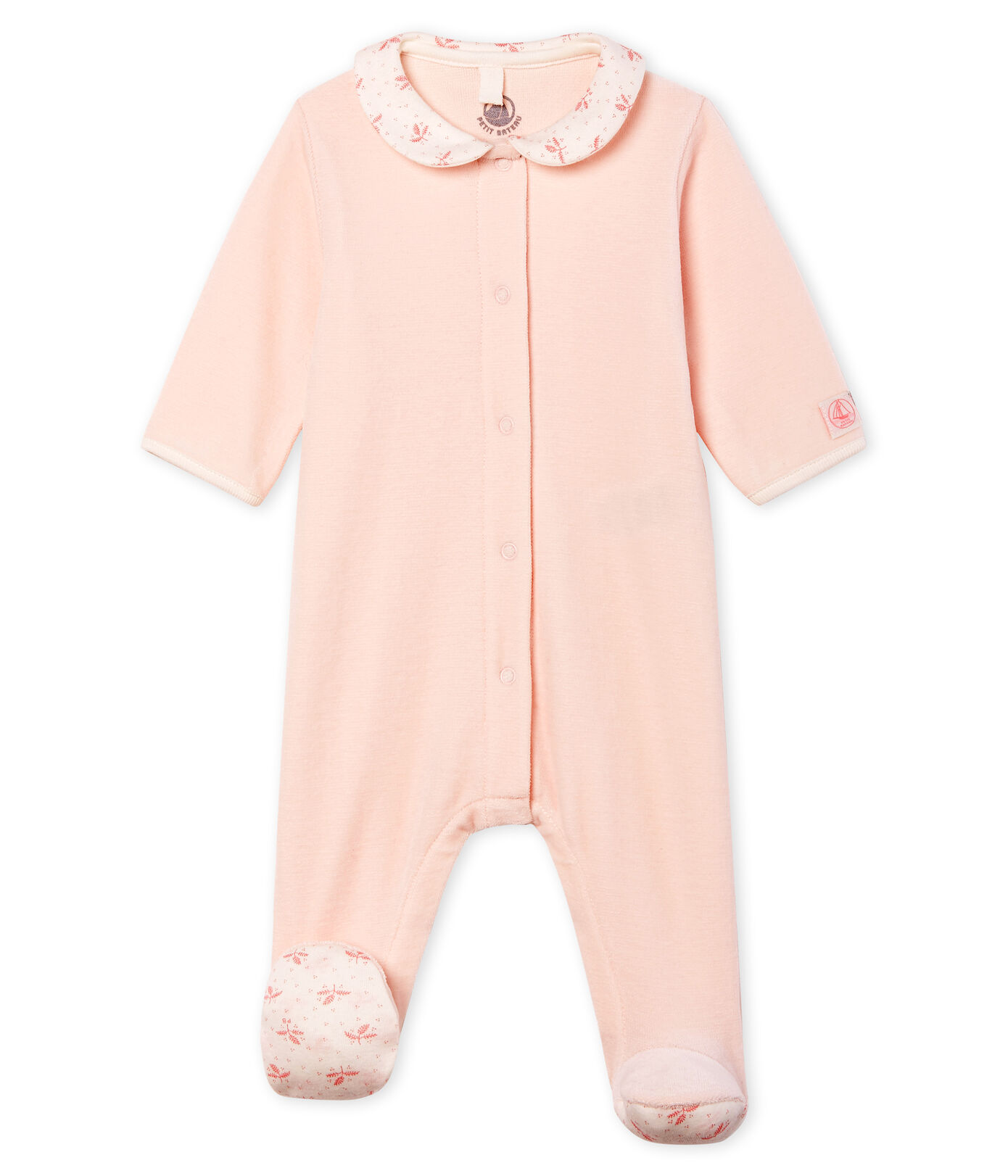 Baby Girls' Velour Sleepsuit FLEUR Petit Bateau