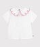 Children's short-sleeved blouse in plain cotton poplin. ECUME white