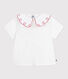 Children's short-sleeved blouse in plain cotton poplin.
