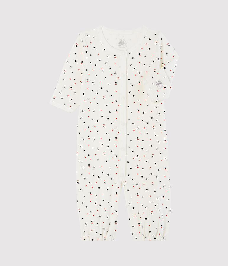 Babies' Ribbed Jumpsuit/Sleeping Bag white/blue/multicolor