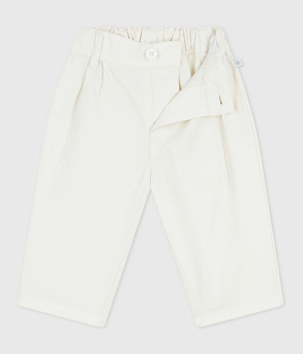 Babies' plain twill trousers white