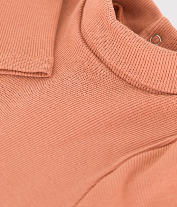 Babies' Long-Sleeved Roll Neck Cotton Bodysuit pink