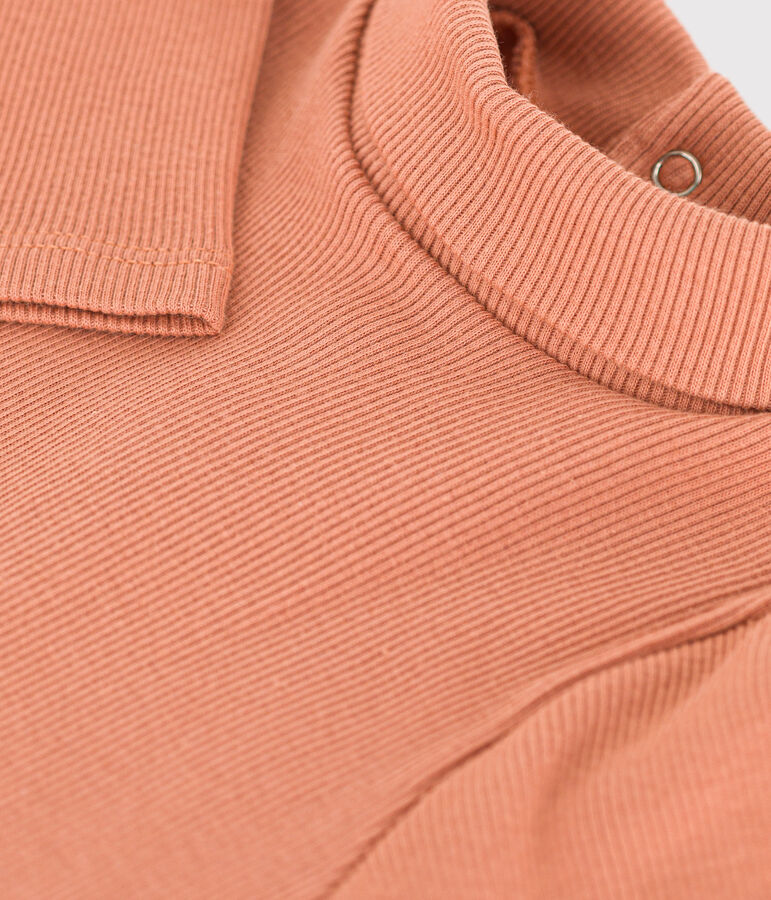 Babies' Long-Sleeved Roll Neck Cotton Bodysuit pink