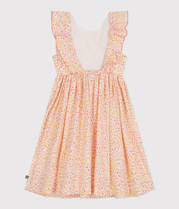 Children's sleeveless printed cotton halter-neck dress white/multicolor