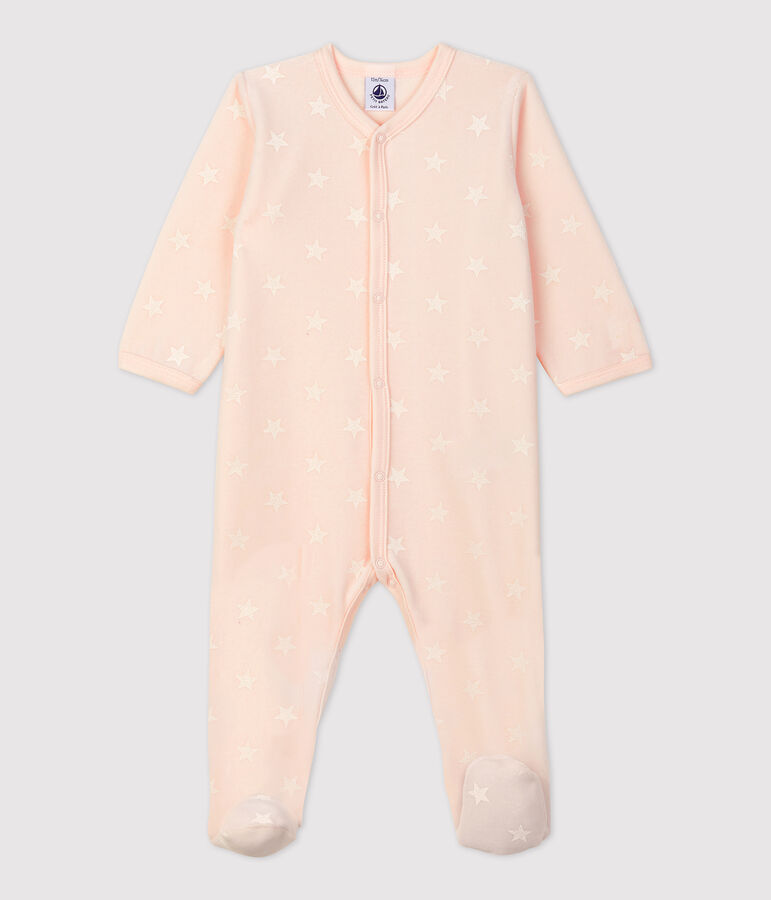 Babies' Velour Sleepsuit pink/white