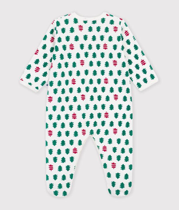Babies' fir tree design velour pyjama suit white/multicolor